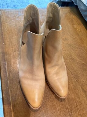 Free People Tan Pointed Leather Ankle Booties